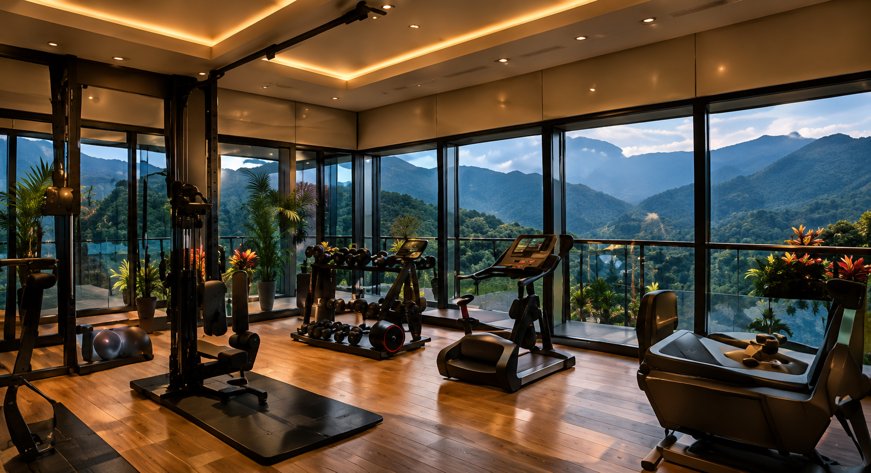 Fitness Studio gym with valley views